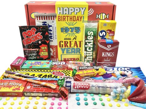 Celebrate a 48th birthday with a delightful assortment of nostalgic candies, perfect for anyone born in 1975.