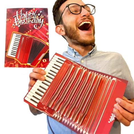 Musical Pop Up Birthday Card with Interactive Accordion Design for Men, Musicians, Kids, and Bday Greetings.