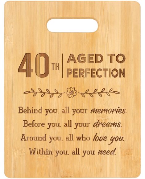 Custom Engraved Bamboo Cutting Board for Her: Perfect 40th Birthday Gift for Mom, Sister, or Friends.