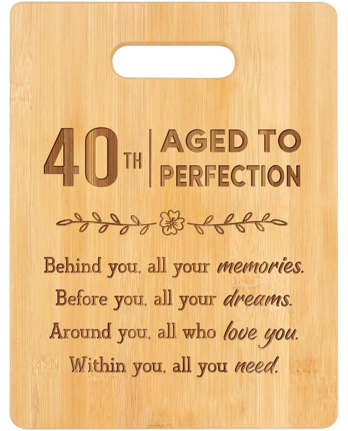 40th Birthday Gifts for Women, Personalised Engraved Bamboo Cutting Board with Warm Saying, Unique 40th Birthday Gifts for Mom Sister Friends, Happy 40 Year Old Gifts for Her