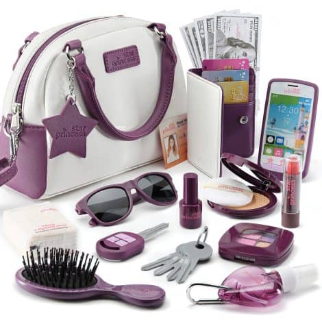 “Little Girls’ First Purse Set: Complete with Handbag, Phone, Wallet, Pretend Makeup & More; Great Gift!”