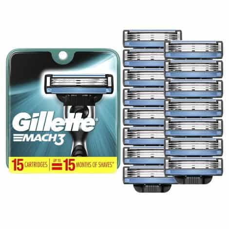 Get 15 Gillette Mach3 Blade Refills, ideal for men’s shaving needs.