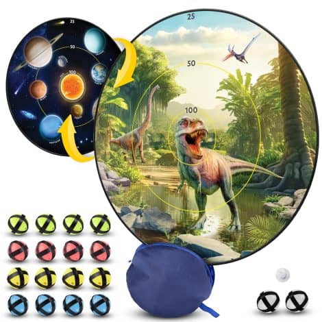 Kids’ National Geographic Dart Board – Fun Dart Ball Game with Reversible 28″ Board and Sticky Balls. Indoor entertainment for children.