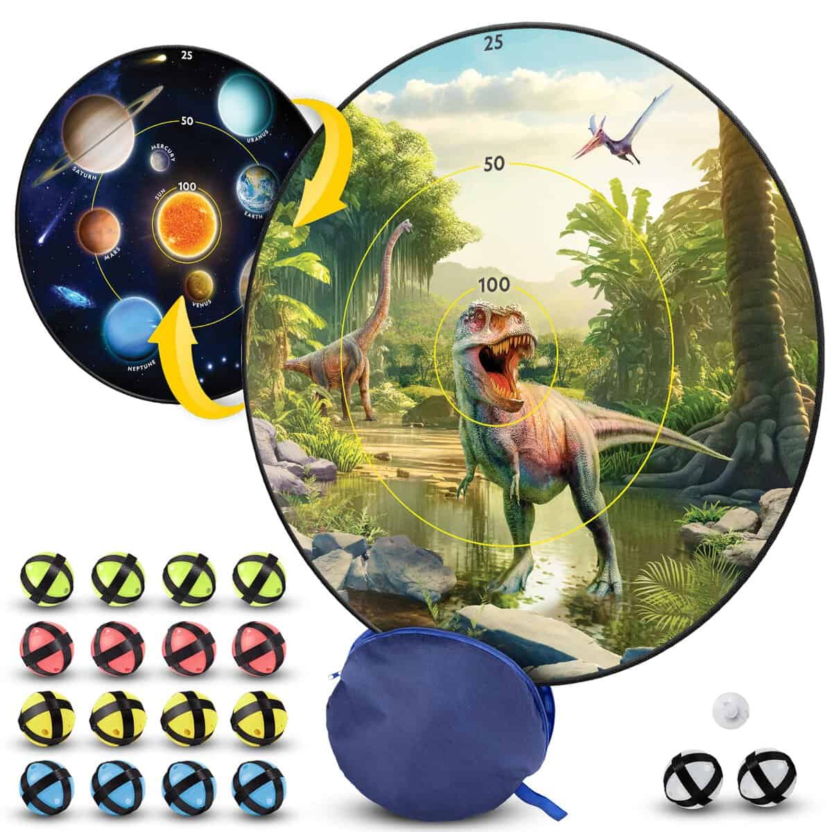 NATIONAL GEOGRAPHIC Dart Board for Kids - Dart Ball Game Set with Lightweight 28" Reversible Dartboard and Sticky Balls in 4 Colors, Indoor Games for Kids, Kids Darts Game, Kids Dart Board