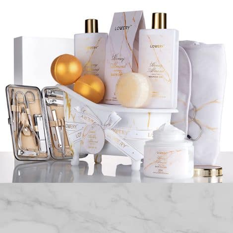 Pamper Mom with the ultimate self-care package including a variety of relaxing spa treats and toiletries.