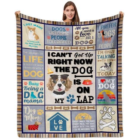 Gifts for women who love their dogs, including a cozy throw blanket, perfect for dog moms.