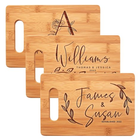 Customizable Cutting Board with 11 design options and 5 wood styles – Perfect for home gifts and personalized kitchen decor.