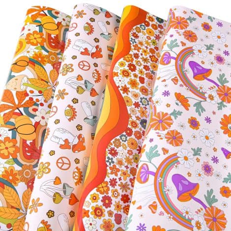 Vintage Boho Wrapping Paper Set: Titiweet Retro Wrapping Paper for Him and Her – 12 Sheets of 20×28 Inches.