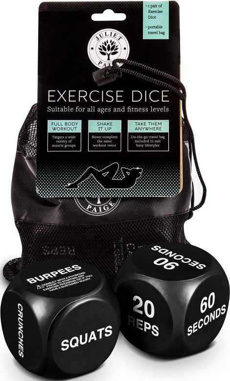 Get fit at home with Juliet Paige Exercise Dice – perfect for workouts, personal training, and fun!