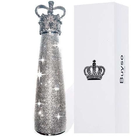 Purchase the stunning silver Princess Buyso Bling Water Bottle to enjoy insulated hydration in style.