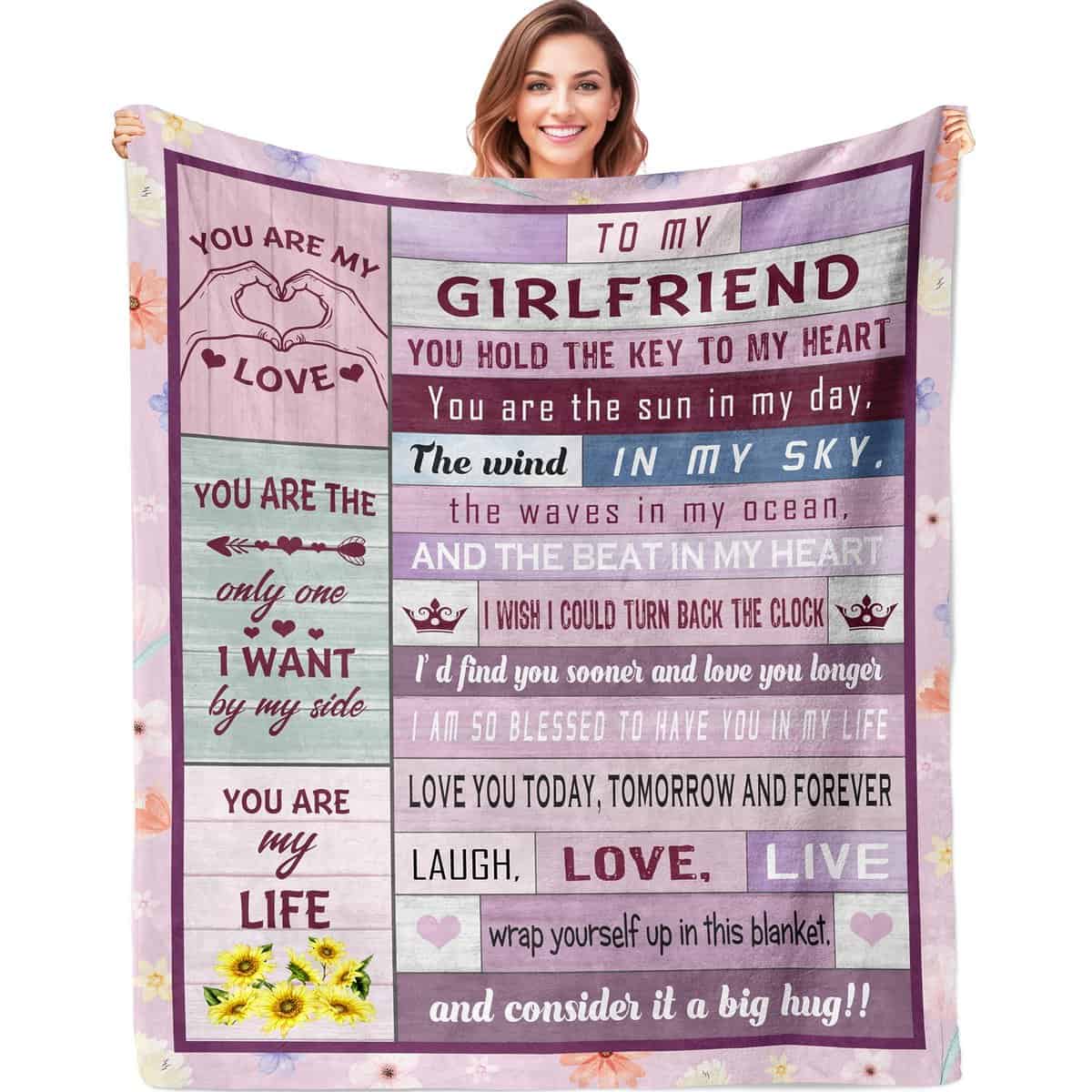 Girlfriend Gifts, Gifts for Girlfriend Romantic Blanket 60"x50", Birthday Gift for Girlfriend, National Girlfriends Day Gifts, Best Gifts for Girlfriend, Girlfriend Gift Throw Blankets