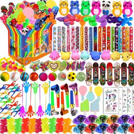 148 Piece Kids Party Favor Assortment – Ideal for Classroom Prizes, Goodie Bags, and Pinata Fillers.