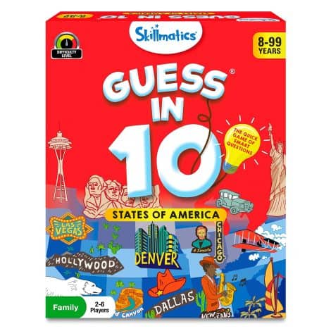 Skillmatics Card Game – Discover USA, an educational travel game for kids who love geography, history, and board games. Perfect for ages 8 and up.