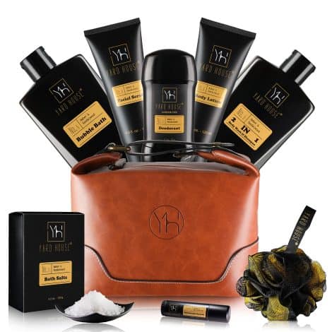 Men’s Bath and Body Gift Set – Sandalwood Amber – Perfect for Birthdays, Christmas, and Father’s Day.