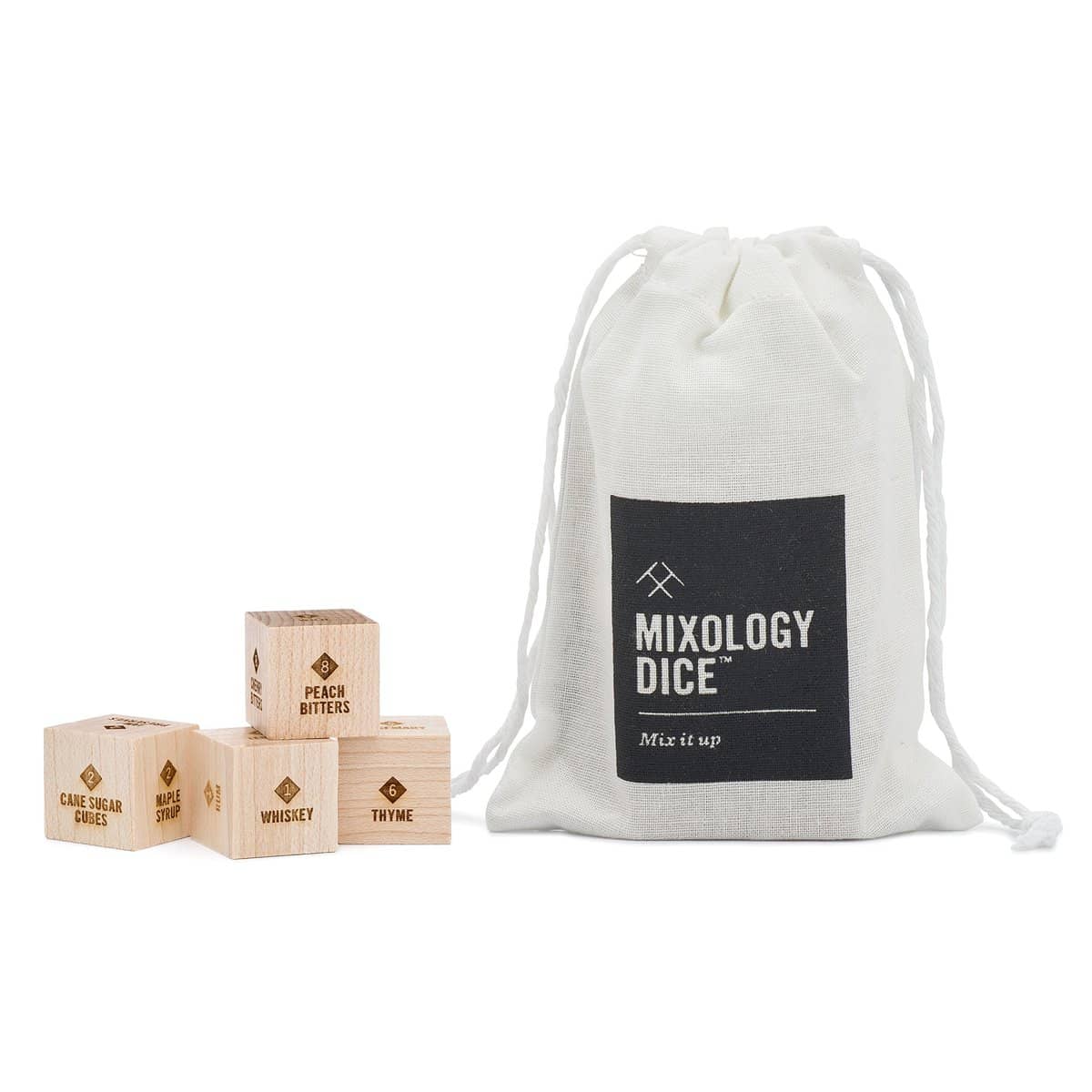 Mixology Dice® (pouch) - Classic Edition // Inspiration for craft cocktails/Set of 9 laser engraved wood dice with Instruction Booklet/Gifts for men, boyfriend gift, gift for dad, stocking stuffer