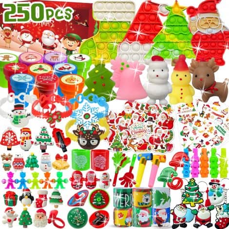 Assorted Christmas toys for kids’ parties, stocking stuffers, goodie bags, classroom prizes, advent calendars, birthdays.