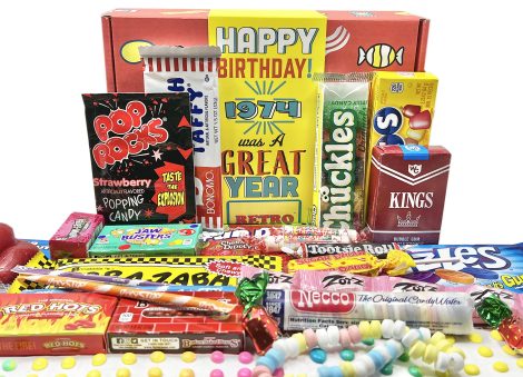 Celebrate your loved one’s 49th birthday with a box of nostalgic candies from their childhood in 1974.