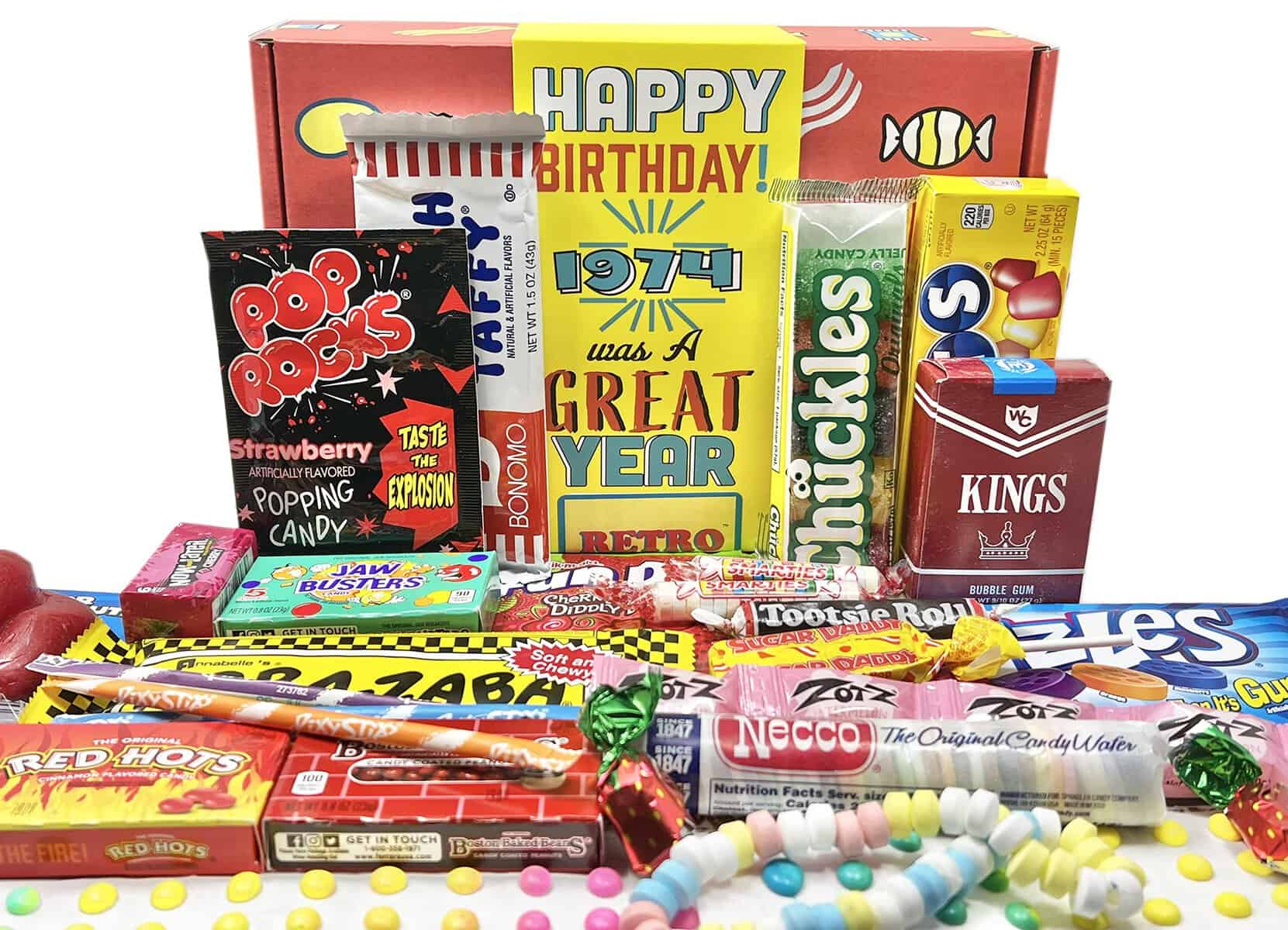 RETRO CANDY YUM ~ 1974 49th Birthday Gift Box of Nostalgic Candy from Childhood for 49 Year Old Man or Woman Born 1974 Jr