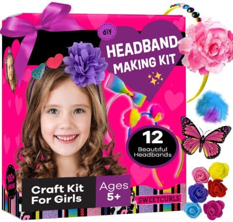 Girls’ Headband Kit – Create Stylish Headbands – Craft Kit for 5-7-Year-Olds – Perfect Birthday Gift for Young Girls