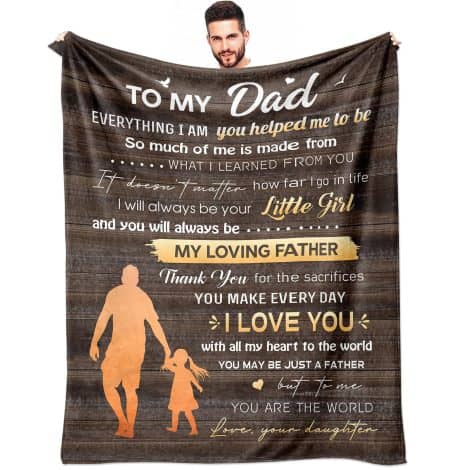 Dad Gifts from Daughter: A cozy 60″x50″ fleece blanket for Christmas, birthdays, or any special occasion.