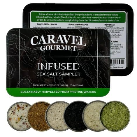 Bundle of 6 flavored salts, perfect for special occasions, adds gourmet touch to cooking with infused sea salts.