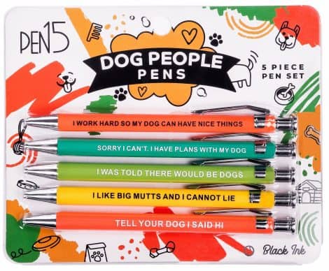 Humorous Canine Lover Pens by MilkToast Brands – A witty and hilarious present for dog parents or colleagues. Black ink.