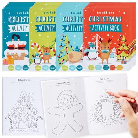 “The Twiddlers 24 Pack Mini Christmas Activity Books: Coloring, Puzzles & Games – Perfect for Stockings, Prizes, Parties!”