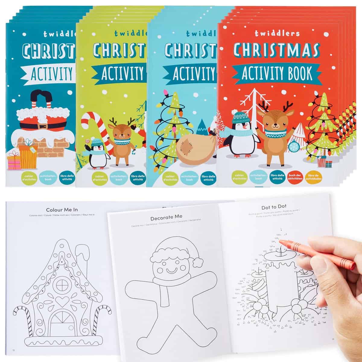 THE TWIDDLERS 24 Pack Mini Christmas Activity Books for Kids, Include Coloring Books, Puzzles & Games - Xmas Stocking Fillers, Classroom Prizes, Thanksgiving Gift, Holiday Kids Party Favor