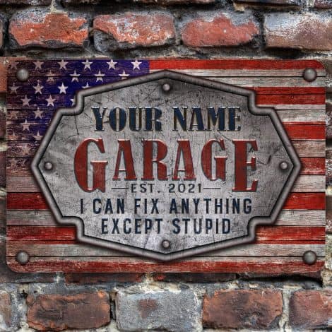 Customizable nostalgic sign with an authentic American vibe, perfectly suited for your unique garage space.