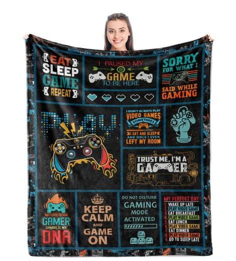 Game Lover’s Delight: Ultimate Gaming Blanket – Perfect Gift for Guys, Game Rooms, and Gamers!